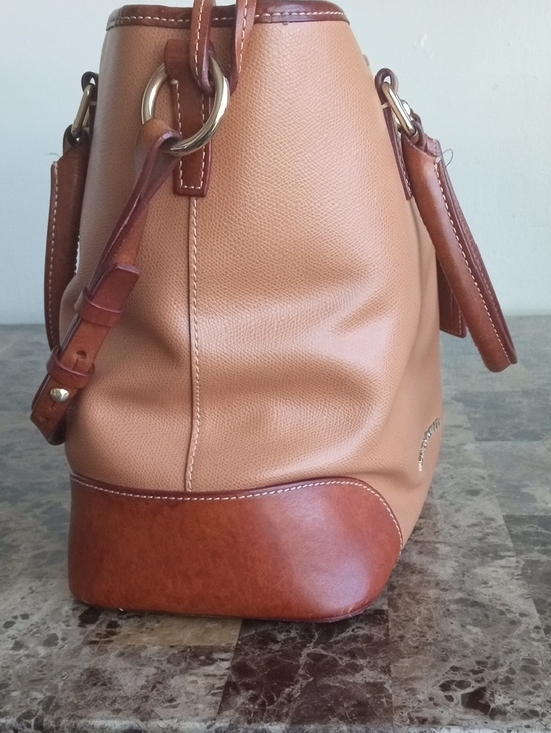 Dooney & Bourke Tan and Brown Pebbled Leather Tote - Picture 2 of 12